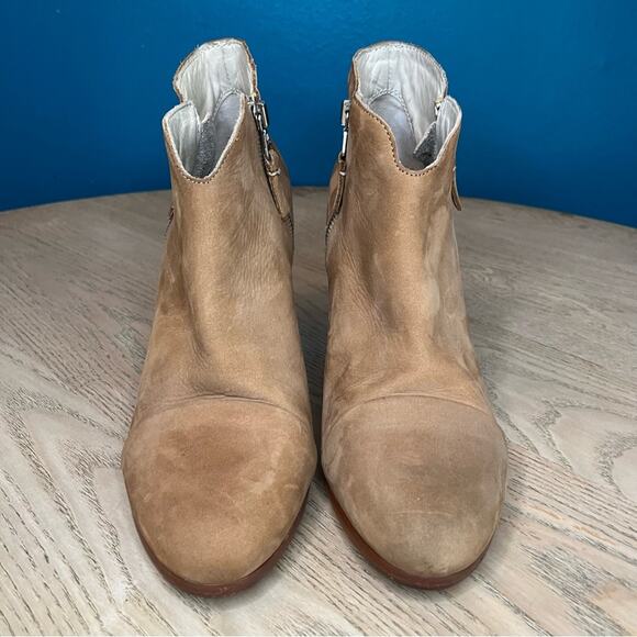 Rag & Bone Margot Suede Leather Ankle Boot Zip Up Stacked Block Heel Tan US 10 - Picture 5 of 10